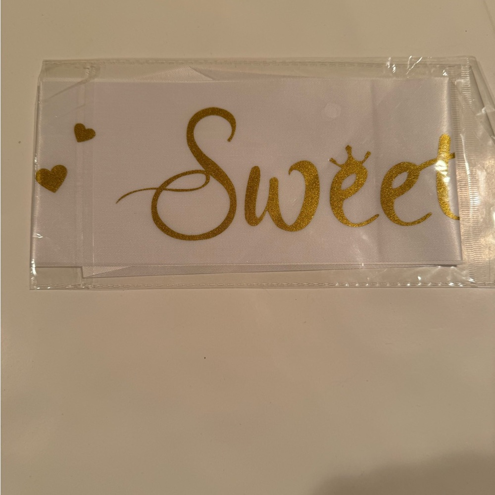 White and Gold "Sweet 16” Party Sash - Home Party Supplies